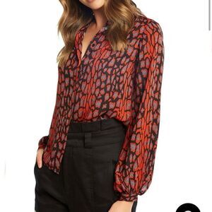 NEW Bardot Mona Leopard Blouse top Size‎ 4 red black